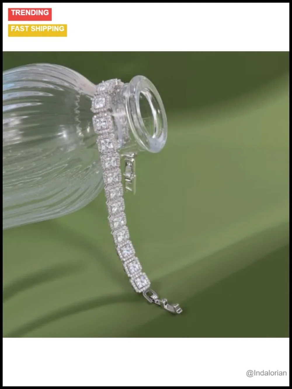 Square Tennis Bracelet Cubic Zirconia 6.5 Inch
